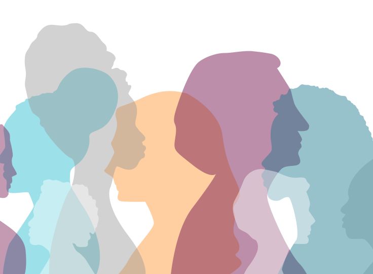 Multicolor silhouettes of women